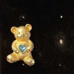 3 for $15 Aquamarine birthstone bear pin